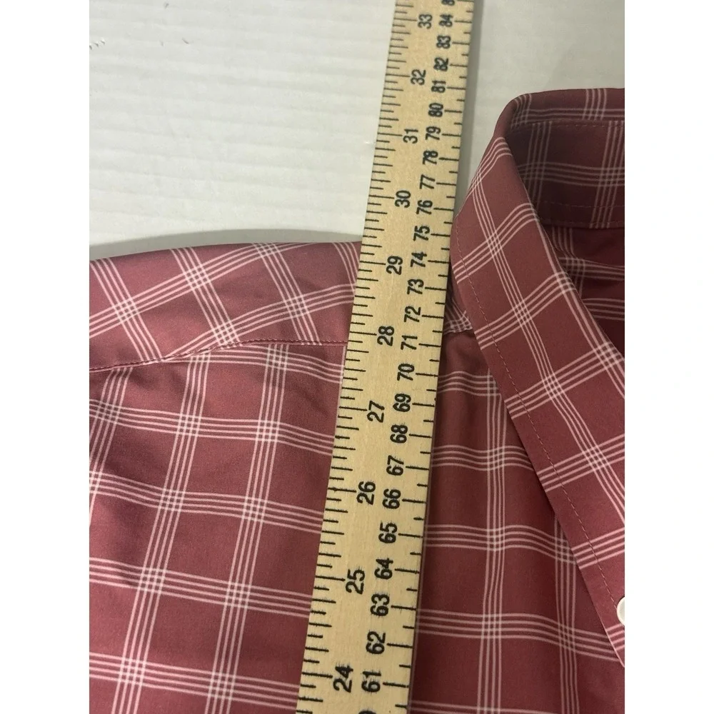 &COLLAR‎ Performance Dress Shirt Red Plaid Athletic Fit XL